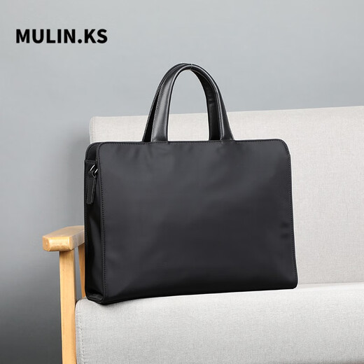 MuLin.Ks Men's Handbag Business Briefcase Men's Canvas Casual Computer Bag Crossbody Document Bag Large Capacity Briefcase Black - Trolley Case Straps on the Back