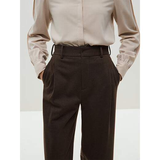 Fan Silan 23FS14224 Mode gemischte Farbe Basis vielseitige Hosen Winter Neue High-End-Freizeithosen Mocha Brown L.