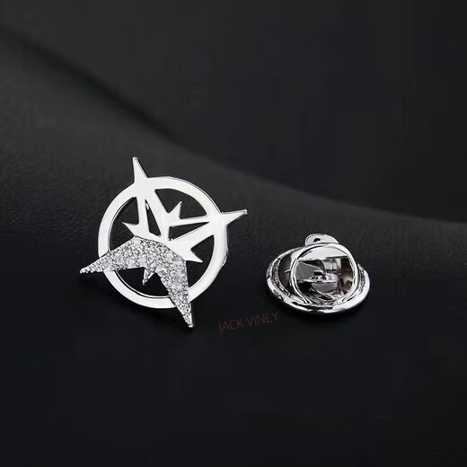 JACK VINEY Hexagram Brooch Men's Suit Corsage Small Collar Pin Shirt Collar Band Trendy Personalized Buckle Anti-Exposed Buckle Birthday Gift K LW Hexagram Ancient Silver Plated