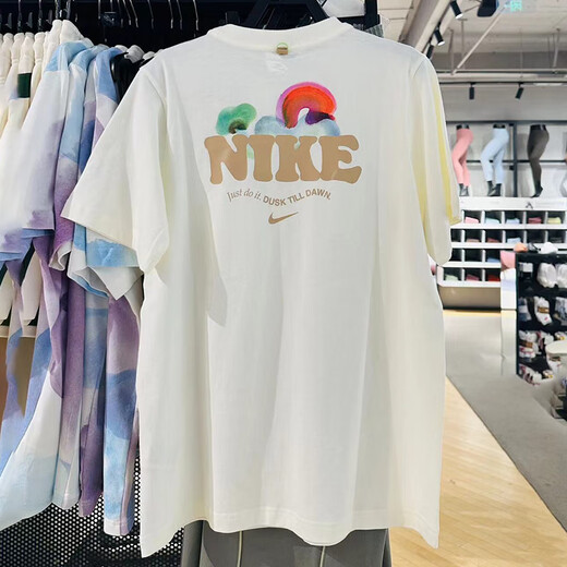 Nike (Nike) Kurzärärmiges T-Shirt-Frauen 2025 Sommer Neue Sportswear-gestrickte, atmungsaktive runde Hals-Oberhäute halbärmelig FJ7714-133 reines Baumwoll HF6180-133 Meter Weiß M.