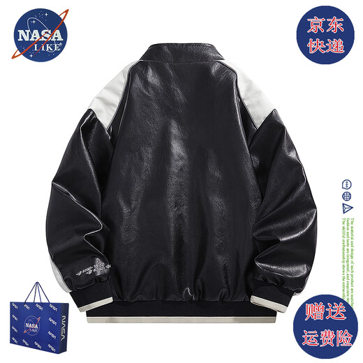 NASALIKE Official American Stand Collar Leather Jacket Men's Autumn and Winter Plush Warm Leather Jacket High Street Handsome Motorcycle Jacket Men's Jacket N66 Black M (158-165cm 90-115Jin Jin equals 0.5kg)