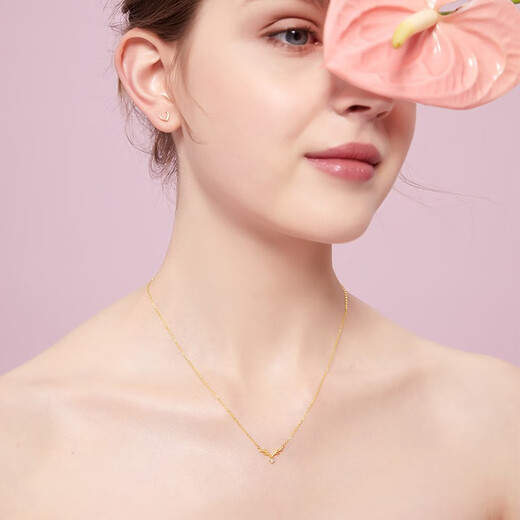 About Love Yulu Have You Necklace Women's 18K Gold Diamond Pendant Women's Gold Rose Gold au750 All the Way Have You Clavicle Chain 18K Gold Yulu Have You Necklace Inlaid Diamond Pendant + Certificate + Gift Box