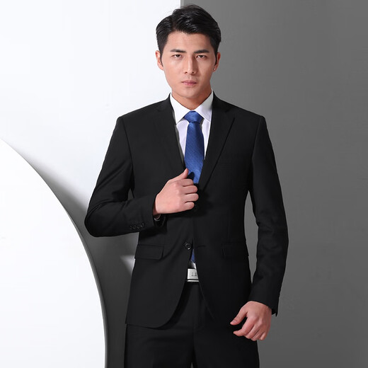 Shanghai Haoyu Ten Piece Suit Suit Men's Slim Business Formal Wear Interview Professional Wear Groomsmen's Wear Wedding Dress Black Two Buttons Free Shirt Tie Belt Brooch 160A Recommended 40-45KG