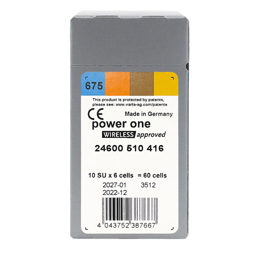 瑞声达 powerone德国进口助听器专用无汞锌空气纽扣电池 P675（6粒/盘）