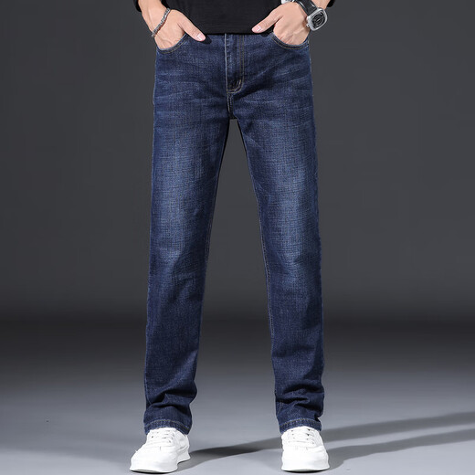 Aemape American Apple High-End-Jeans für Männer im Sommer dünne amerikanische elastische losen gerade Männerhosen Casual Hosen Männer 6221 Blau und schwarze reguläre Größe 30 Größen Taille 2 Fuß 3 geeignet für etwa 110-120 Jin [Jin entspricht 0,5 kg]