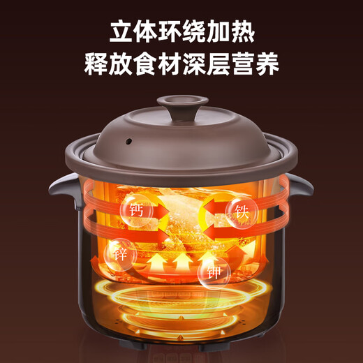 Royalstar Electric Stew Pot Fully Automatic Soup Ceramic Purple Clay Pot Home Large Capacity Intelligent Reservable Timed Electric Stew Cup Porridge Electric Casserole Slow Cooker Soup Pot Stewing Pot Mechanical Model Manual Turn Off 2.5L (for 2-3 People)