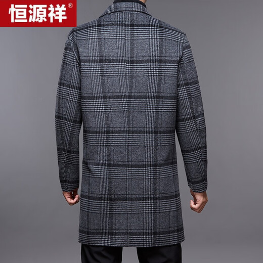 Hengyuanxiang doppelseitige Wollmantel Herbst und Winter mittleren Männergeschäfts Casual Mid Legth Wollmantel Plaid Wollmantel 21A16 180/96a