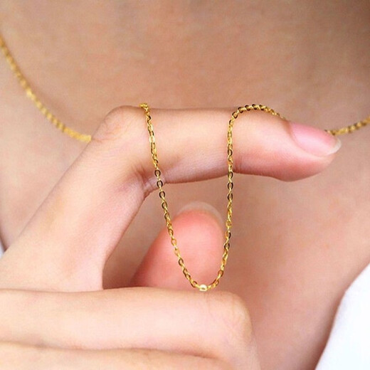 LISM Hong Kong duty-free 9999 true gold necklace women's O-shaped chain water wave chain plated 18k gold baby's breath chain versatile chain baby's breath chain