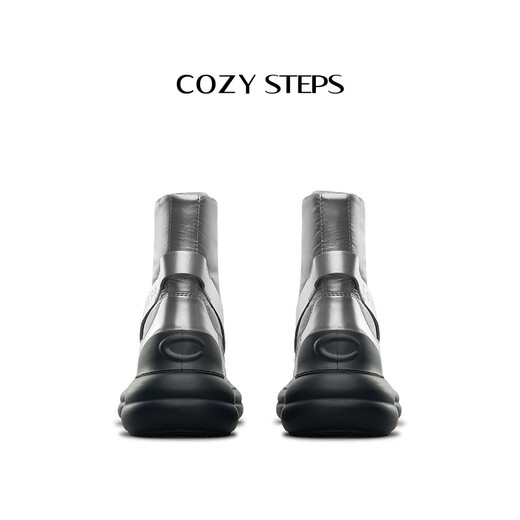 Gemütliche Schritte für Frauen Cosybootshigh Herbst und Winter dicker Sohle Baby Martin Boots Promi-Science-Fiction-Silber 37