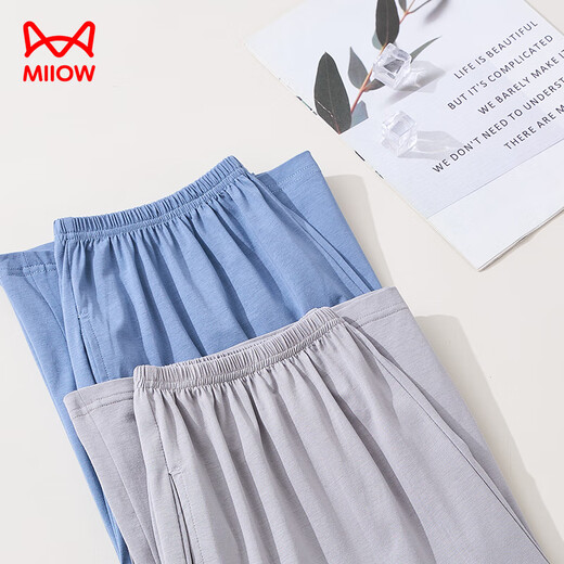 Cat man modal pajamas pajamas men's summer quick-drying shorts cotton soft breathable can be worn on the outside beach casual pants gray 2XL