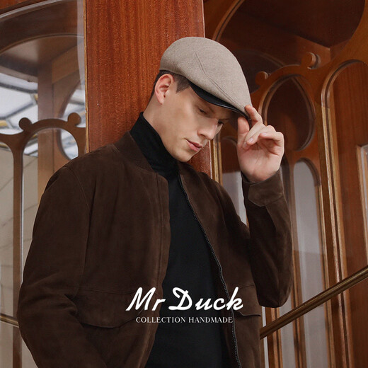 Mr DUCK limited edition British Marling&Evans lambskin cap men's winter high-end forward hat warm taupe (100% merino lambswool)-MW461101 L (58-59cm)