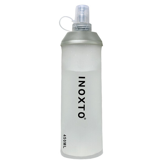 INOXTO sports fitness cycling running mountain climbing multi-purpose water bottle portable water bottle 450ml silver gray soft water bottle