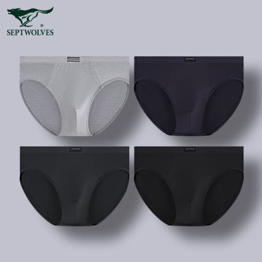 Septwolves underwear men's antibacterial cotton men's underwear briefs shorts men's 4-pack 96317-4 mixed color XL