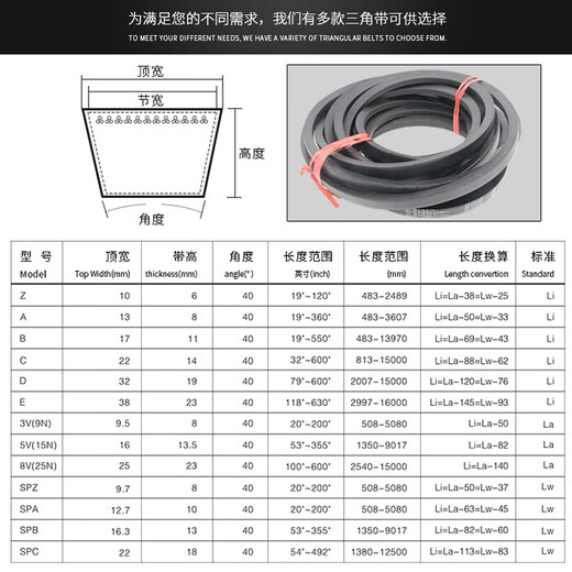 惠利得三角带D型3175Li-D3886Li大全橡胶传动带防滑耐磨三角大皮带 进口硬线D3175Li 其他