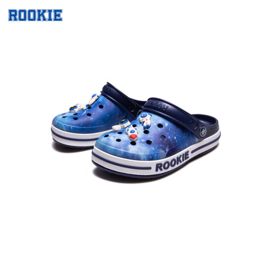 ROOKIE children's shoes for boys and girls, summer new children's beach toe-cap sandals, with 6 cartoon buckles, feather white/midnight blue 29 30, suitable for feet 18-18.5cm long