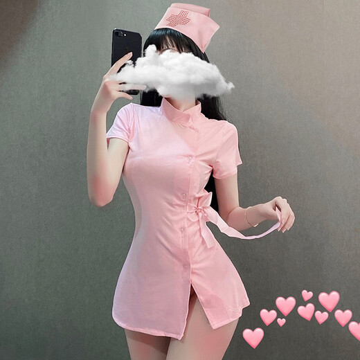 Feimu Girl Sexy traje de juego interpretando el uniforme femenino tentando la perspectiva de hendidura delgada Mujeres 7027 Set blanco de 3 piezas de tamaño blanco con hat-dress-t