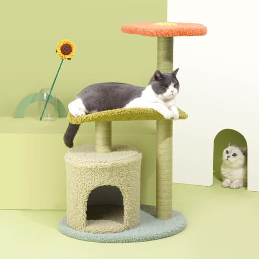 ZEZE Adora Cat Climbing Frame, Cat Nest, Integrated Cat Claw Claw Cat Scratching Post, Jumping Platform Toy, Small Cat Tree, Multi-layer Wear-Resistant, 78cm, 4 Layers, Does Not Take Up 53*37*78cm