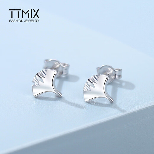 TTMIX women's platinum earrings pt950 personalized small platinum earrings with ginkgo leaf design 1.3-1.5g
