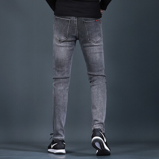 Ventilateur Litai Black Jeans pantalon mince masculin automne et hiver plus en velours épaissis de style coréen et jeans à la mode et décontractés