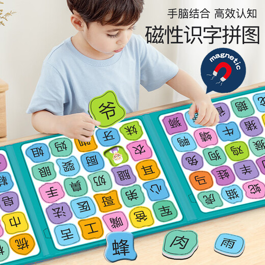 Miaowa Children's Magnetic Literacy Puzzle Enfil's Early Education Magnetic Baby's Picture Lire et reconnaître les livres magnétiques Toys pour une reconnaissance magnétique de 3 à 6 ans [Noms Niveau 1] Un total de 50 images