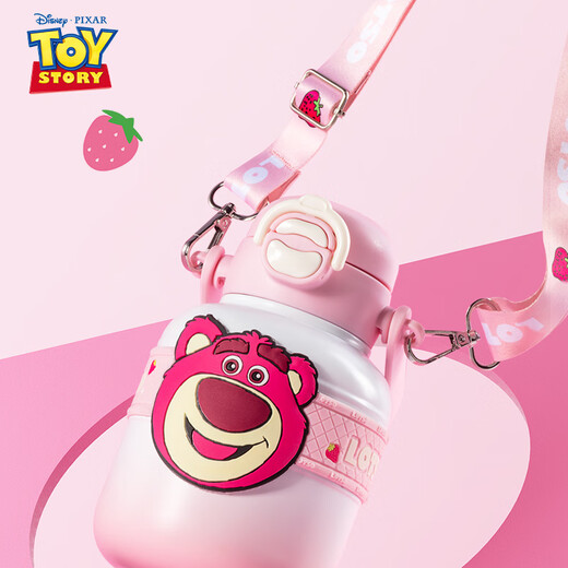 Disney children's thermos cup 316 stainless steel thermos bottle kindergarten baby portable handle drinking straw dual-purpose water cup Mickey series off-white 680ML