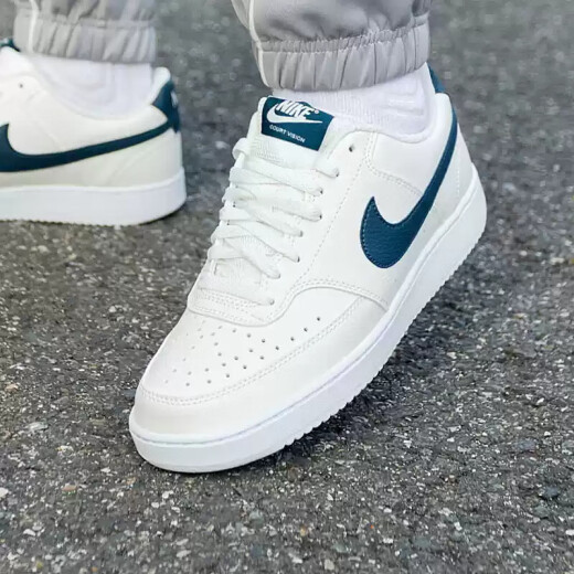 Nike Nike Casual Shoes Herrenschuhe 2025 Neues Gerichtsvision Low Top Leichte und komfortable Sportschuhe Skateboardschuhe HQ4867-101/Said White/Deep Sea Blue 44