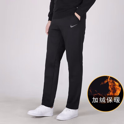 Nike (NIKE) sports pants plus velvet men's trousers woven training straight trousers outdoor running warm casual pants black BV2708-010 warm plus velvet L130-150Jin Jin equals 0.5 kg