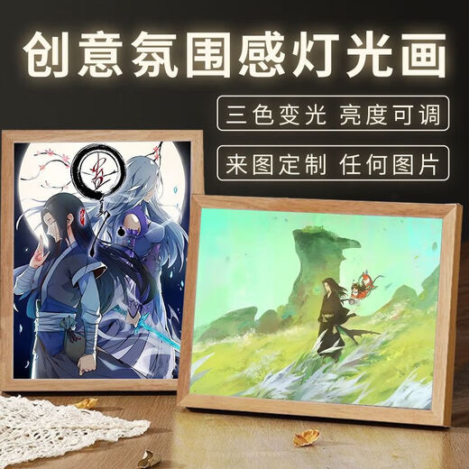 灿驰蛊真人灯光画 周边动漫线条小夜灯创意摆件送生日礼物可定制 Y1276 8寸(三色变光)插电款
