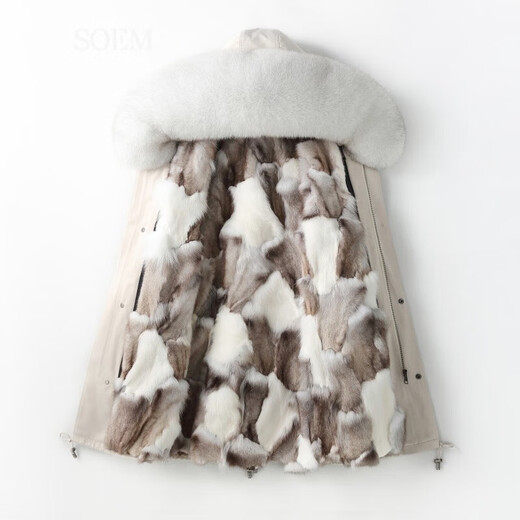 
SOEM high-end fur Haining 2025 winter parka coat for women fox fur collar parka fur women detachable medium-length black shell natural color fox fur inner liner L