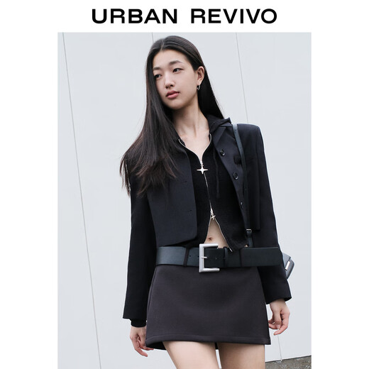 UR new autumn and winter women's commuter style workplace flat lapel short blazer UYU140041 black XS