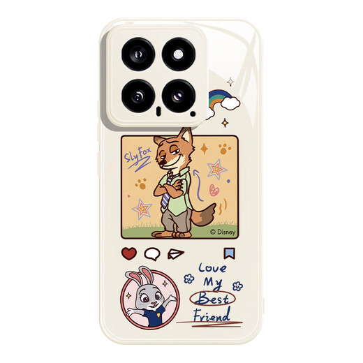 Disney (Disney) convient à la caisse xiaomi du téléphone portable Crazy Zootopia Radish Judynik Liquid Glass Hard Shelicone Edge Soft Edge All-inclusive Internet Celebrity Migne Cartoon Rabbit Couvre de protection [Verre antique antique]