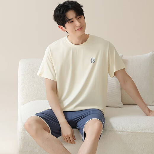 
Catman (MiiOW) men's pajamas men's short-sleeved shorts suit Modal summer thin style can be worn on the outside, fashionable ice silk cool home clothes M15601 XL Recommended weight 120-140 Jin [Jin equals 0.5 kg]