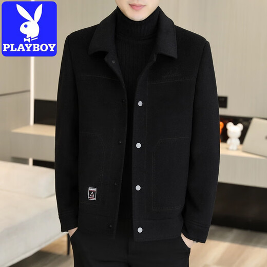 Playboy (PLAYBOY) Double-sided Woolen Coat Men's Autumn and Winter Short Lapel Top Casual Wool Woolen Jacket Coat Men 20936/ 2308 Khaki XL Recommended 126-140Jin Jin equals 0.5 kg