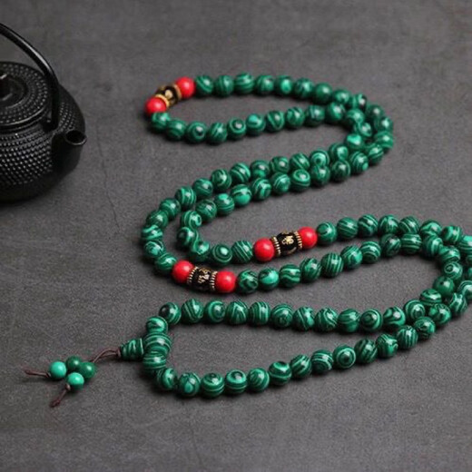 Sanskrit malachite boutique 108 beads bracelet, round beads 6mm for men and women, malachite beads rosary bracelet wholesale, green malachite multi-circle