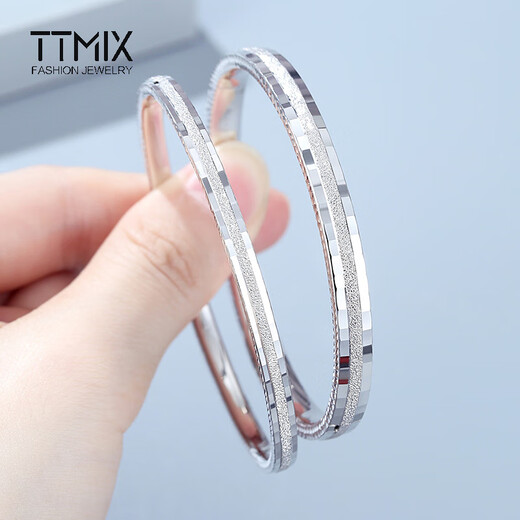 TTMIX frosted pt950 platinum bracelet for women, platinum bracelet, simple platinum bracelet, concubine bracelet, birthday gift, 56mm, one bar, weight 19.89g, width 5.5mm, if the weight is more, the less will be added.