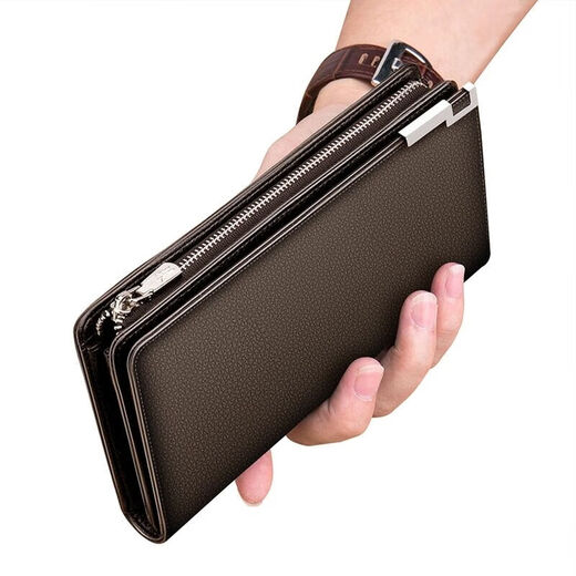 Playboy VIP Cowhide Long Herren Multi-Card Reißverschluss Schnalle Brieftasche Neugeschäft große Kapazität Eisenkante 886 Long Schwarz