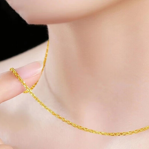 LISM Hong Kong duty-free 9999 true gold necklace women's O-shaped chain water wave chain plated 18k gold baby's breath chain versatile chain baby's breath chain