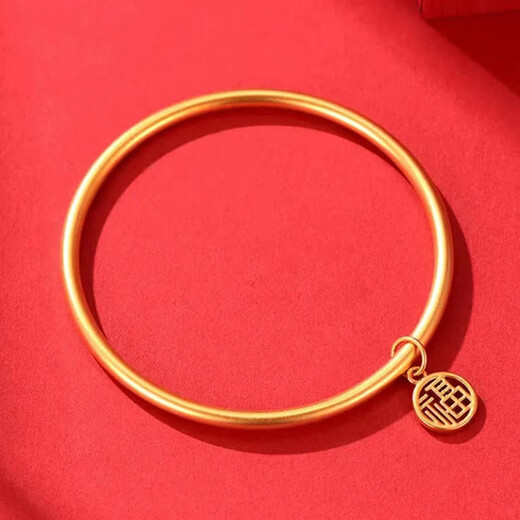 Xingtang 5D hard gold sand gold ancient method element circle blessing brand bracelet 3mm heritage thin bracelet solid gold imitation gold Valentine's Day gift blessing bracelet 4mm thick - circle diameter 58# suitable for 1