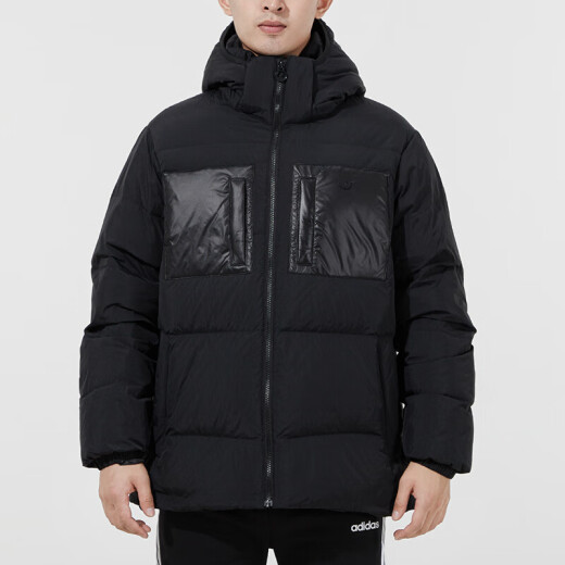 阿迪达斯 （adidas） 三叶草羽绒服男士冬季新款户外运动服保暖休闲连帽棉衣夹克 H13564黑色 L