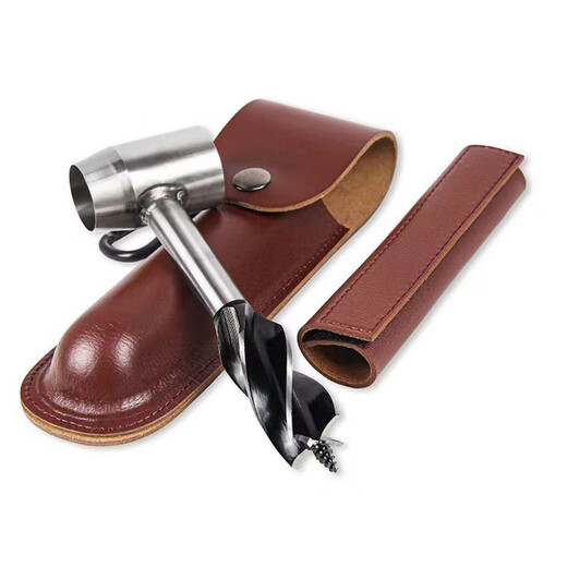 Xia Li manual drill, woodworking manual drill, woodworking hand drill, outdoor survival drill, hand drill, multi-purpose drill, PU leather cover brown (silver drill bit)