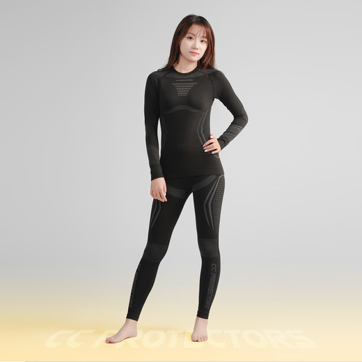 CC PROTECTORS Motorcycle Riding Thermal Underwear Set Men's and Women's Sliding Clothes Cycling Suit Winter Windproof Warmth Breathable Moisture Absorption Black Gray M