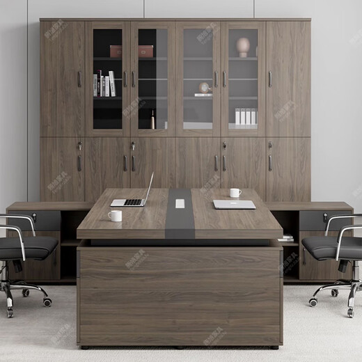 Guiqiu supervisor office desk and chair, simple modern two-person financial desktop computer desk face-to-face boss manager desk and chair with auxiliary cabinet 1.8 meters for two people (including socket)