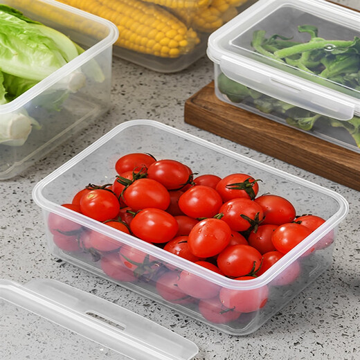
Mupusen Kitchen Refrigerator Rectangular Fresh Box Microwave Heat-resistant Plastic Lunch Box Food Lunch Box Fruit Storage Sealing Box 3890ml Fresh Box