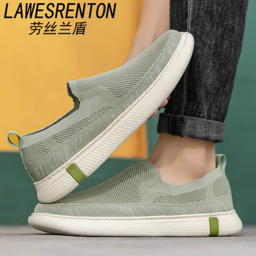 Lawesrenton Brand Canvas Zapatos para hombres en verano Nuevos zapatos casuales transpirables para hombres con olor y zapatos livianos para hombres en un pie, verde claro 39