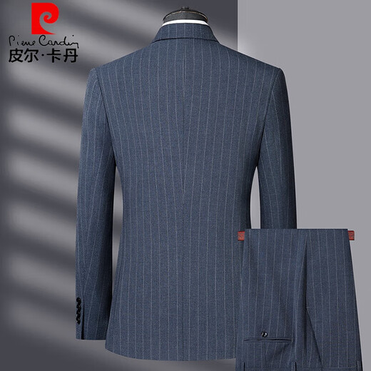 Pierre Cardin light luxury high-end striped suit suit men's brand-name high-end two-piece suit middle-aged men's high-end business dress TX9801 Gray 170 yards It is recommended that 100 Jin Jin equals 0.5 kg -120 Jin Jin equals 0.5 kg
