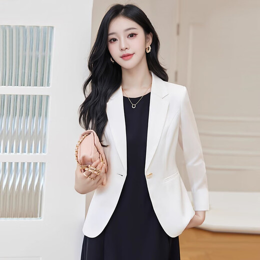 Troman white suit jacket for women in spring and autumn, high-end professional wear, women's temperament, commuter OL casual small suit top