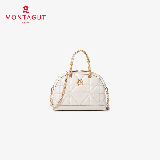 梦特娇（MONTAGUT）女包冬季新款链条包手提小包贝壳包羊皮轻奢单肩斜挎包 椰奶白