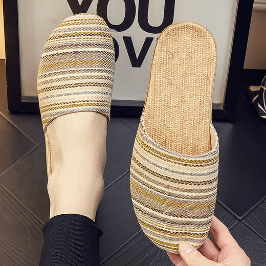 Sandalias de lino Ximulai Sandalias para mujeres Lino de algodón masculino Baotou Zapatos de casa de pareja japonesa Four Seasons Summer Baotou Red 37-38 Tamaños
