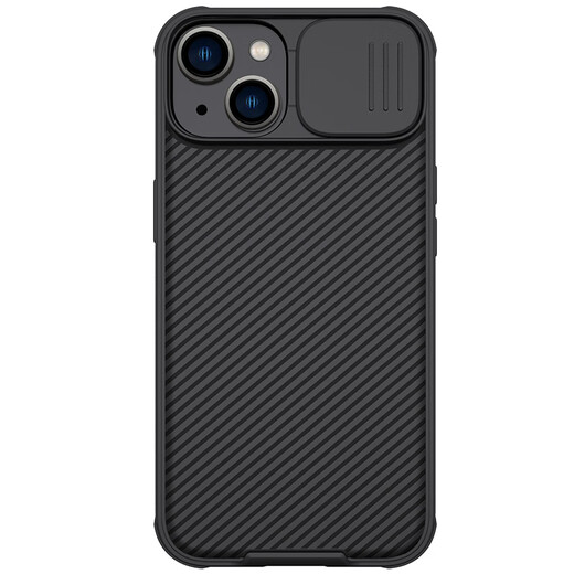 Nelkin is suitable for Apple iPhone 14/13 mobile phone case, full-inclusive anti-fall protection case, sliding cover, lens camera creative protective case, silicone soft edge, black mirror Pro, black