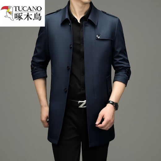 Woodpecker windbreaker men's jacket men's 2026 new middle-aged and elderly casual jacket spring and autumn loose large size medium and long style F2011 Khaki XL 180